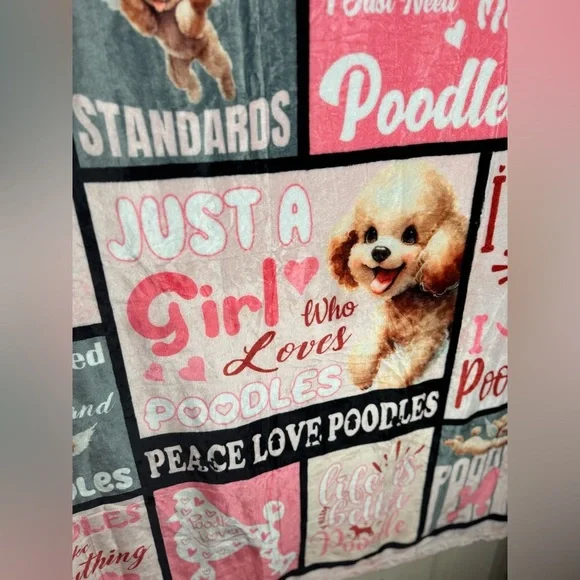 2/for $20 🪩 NEW Pink Poodle Collage Throw Blanket (3x4 feet) - Picture 4 of 11